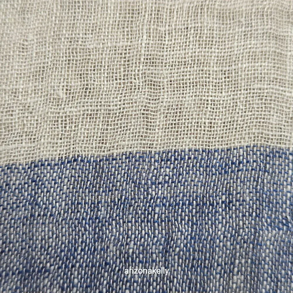 Linen Scarf Blue and White Striped